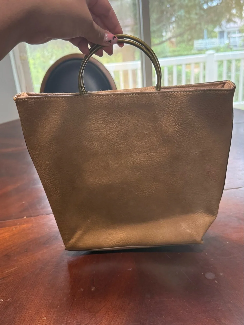 Universal Thread Tan Tote with Gold Ring Handles